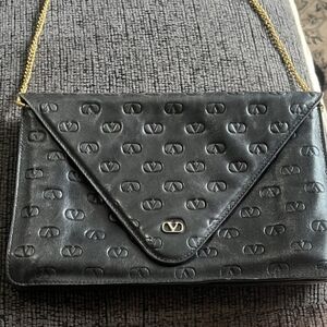 Limited Edition Black Leather Valentino Garavini Crossbody Purse